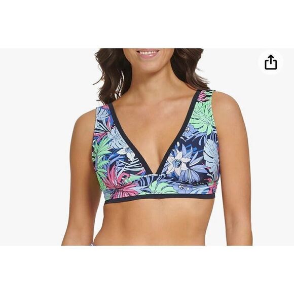Tommy Hilfiger Women's Standard Over The Shoulder Bra Top with Mesh Trim - Picture 1 of 6
